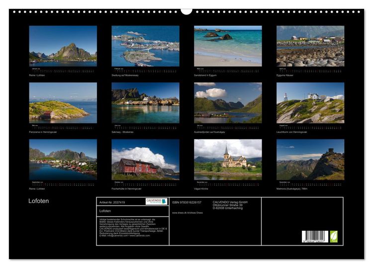 Produktbild: Lofoten (Wandkalender 2026 DIN A2 quer), CALVENDO Monatskalender