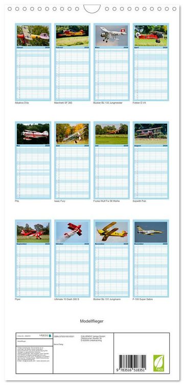 Produktbild: Familienplaner 2026 - Modellflieger mit 5 Spalten (Wandkalender, 21 x 45 cm) CALVENDO