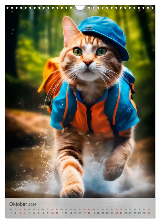 Produktbild: Outdoorsport f&uuml;r Katzen (Wandkalender 2026 DIN A3 hoch), CALVENDO Monatskalender