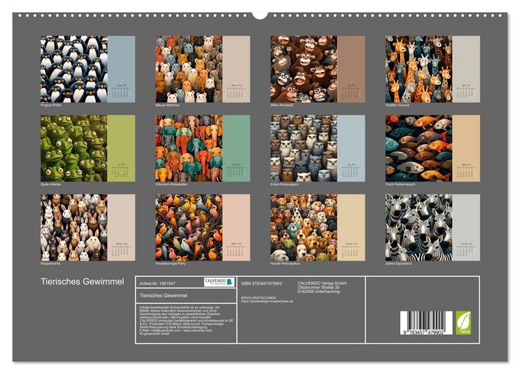 Produktbild: Tierisches Gewimmel (hochwertiger Premium Wandkalender 2026 DIN A2 quer), Kunstdruck in Hochglanz