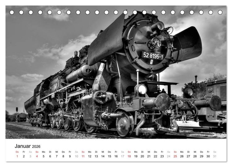 Produktbild: Unter Dampf - Eisenbahnromantik in schwarz-wei&szlig; (Tischkalender 2026 DIN A5 quer), CALVENDO Monatskalender