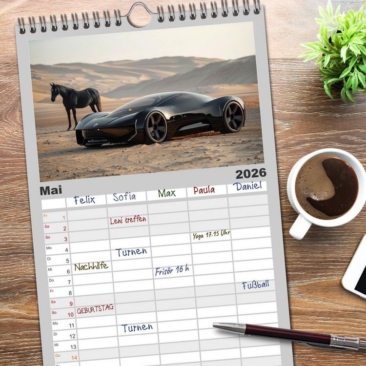 Produktbild: Familienplaner 2026 - Future Rides mit 5 Spalten (Wandkalender, 21 x 45 cm) CALVENDO