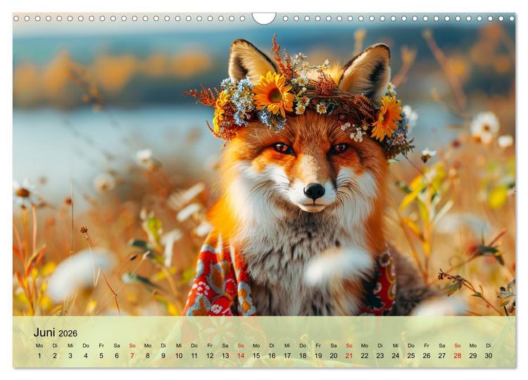 Produktbild: Fuchsige Eskapaden. Reineke mit noblen Accessoires (Wandkalender 2026 DIN A3 quer), CALVENDO Monatskalender