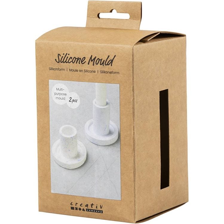 Produktbild: Creativ Company Silikonform, Kerzenhalter, H 6,5+7,5 cm, D 7,3 cm, 100+120 g, 2 Stk