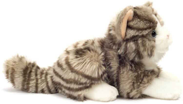 Produktbild: Teddy Hermann 90691 - Katze liegend, 20 cm, Pl&uuml;schtier, grau