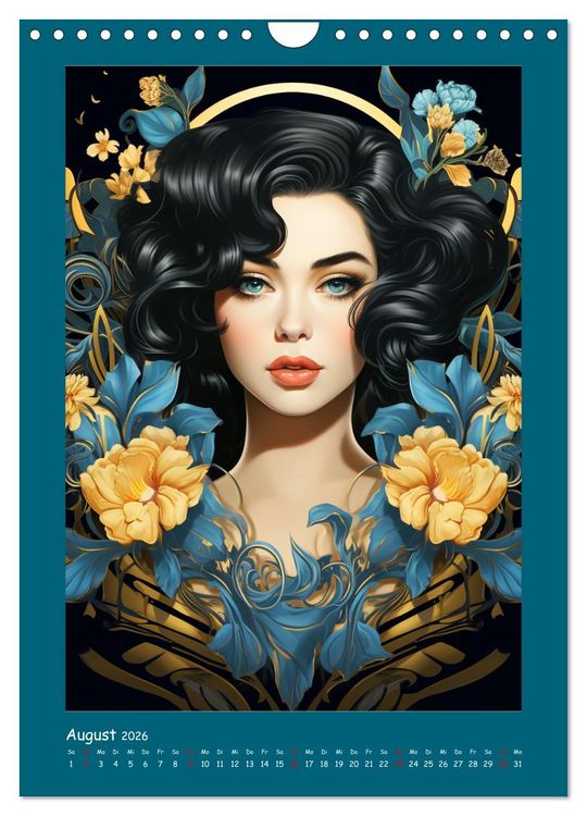 Produktbild: Glanz der Filmdiven. Art Nouveau Paintings im Poster-Stil (Wandkalender 2026 DIN A4 hoch), CALVENDO Monatskalender