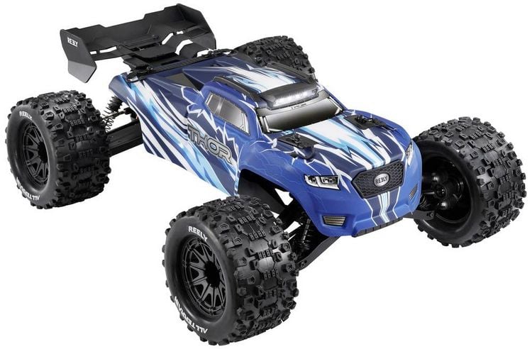 Produktbild: Reely Thor Blau Brushed 1:10 RC Modellauto Elektro Monstertruck Allradantrieb (4WD) 100% RtR 2,4 GHz inkl. Akku, Ladeger&auml;t und Senderbatterien