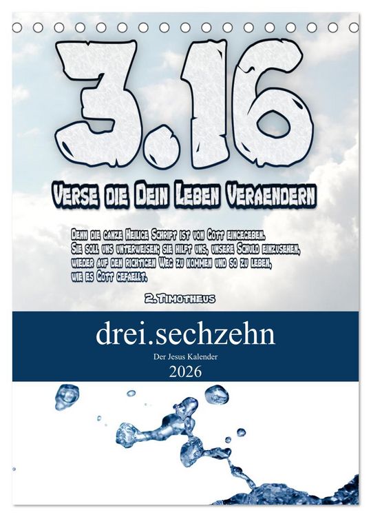 Produktbild: drei.sechzehn - Der Jesus Kalender (Tischkalender 2026 DIN A5 hoch), CALVENDO Monatskalender