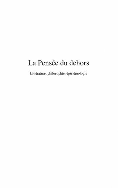 Produktbild: Pensee du dehors-Litterature,philosophie