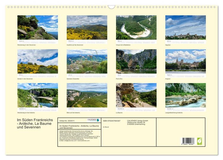 Produktbild: Im S&uuml;den Frankreichs - Ard&egrave;che, La Baume und Sevennen (Wandkalender 2026 DIN A2 quer), CALVENDO Monatskalender