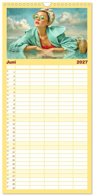 Produktbild: Familienplaner 2027 - Dandy und Retro Vintage - Portraits mit Humor mit 5 Spalten (Wandkalender, 21 x 45 cm) CALVENDO