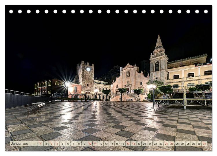 Produktbild: Taormina zur blauen Stunde (Tischkalender 2026 DIN A5 quer), CALVENDO Monatskalender