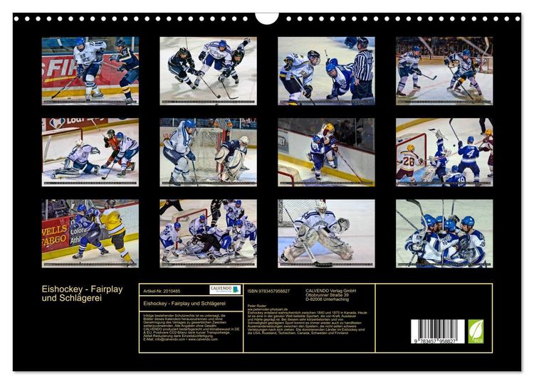 Produktbild: Eishockey - Fairplay und Schl&auml;gerei (Wandkalender 2026 DIN A3 quer), CALVENDO Monatskalender