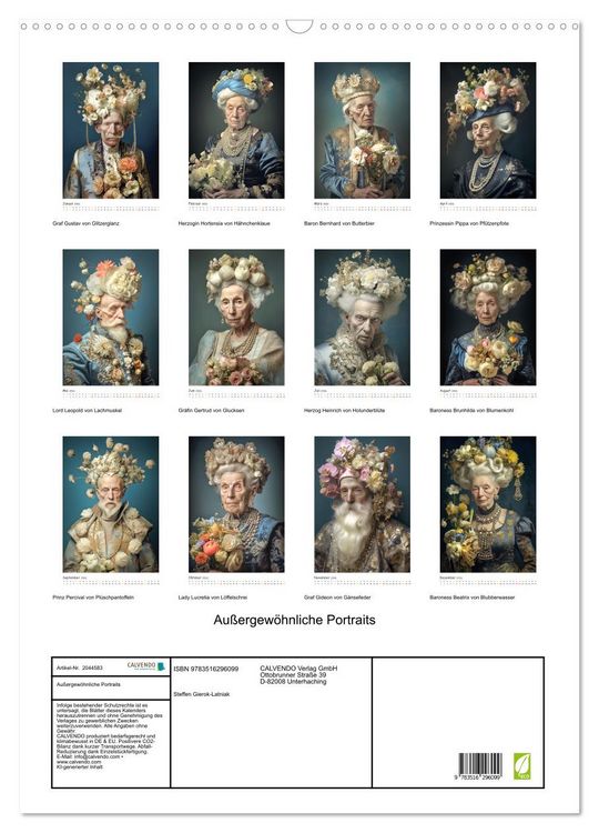 Produktbild: Au&szlig;ergew&ouml;hnliche Portraits (Wandkalender 2026 DIN A2 hoch), CALVENDO Monatskalender