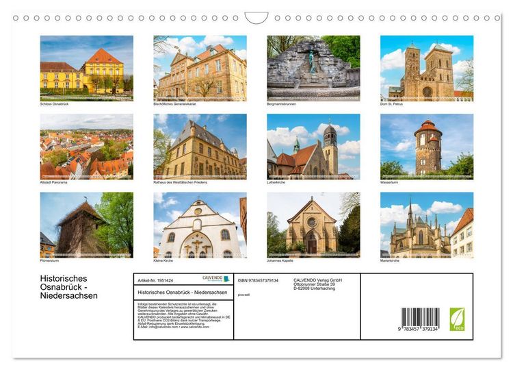 Produktbild: Historisches Osnabr&uuml;ck - Niedersachsen (Wandkalender 2026 DIN A3 quer), CALVENDO Monatskalender
