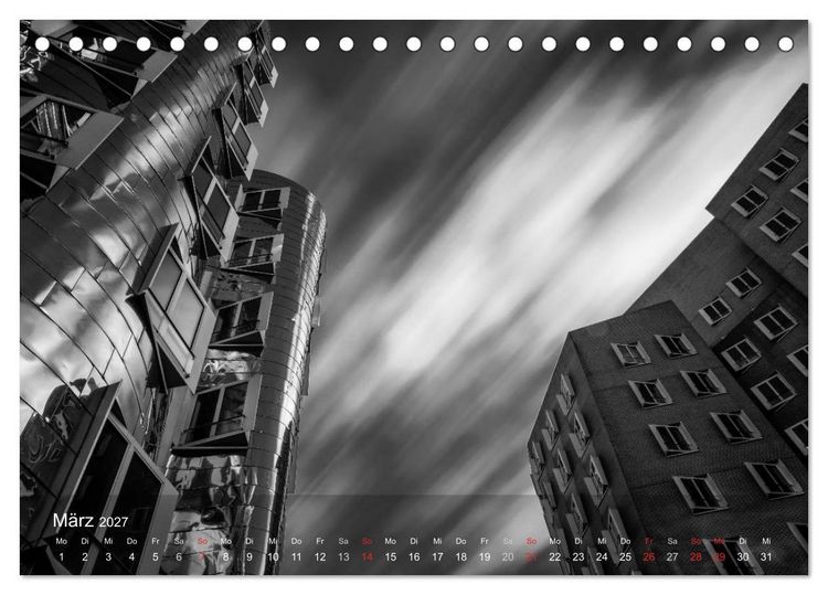 Produktbild: D&uuml;sseldorf Ansichten in Schwarz-Wei&szlig; (Tischkalender 2027 DIN A5 quer), CALVENDO Monatskalender