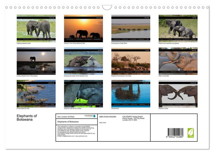 Produktbild: Elephants of Botswana (Wall Calendar 2026 DIN A3 landscape), CALVENDO 12 Month Wall Calendar