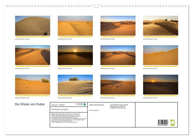 Produktbild: Die W&uuml;ste von Dubai (Wandkalender 2026 DIN A2 quer), CALVENDO Monatskalender