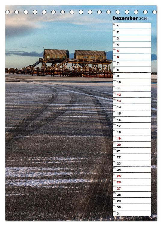 Produktbild: Westk&uuml;ste - Zwischen St. Peter Ording, B&uuml;sum und Elbe (Tischkalender 2026 DIN A5 hoch), CALVENDO Monatskalender