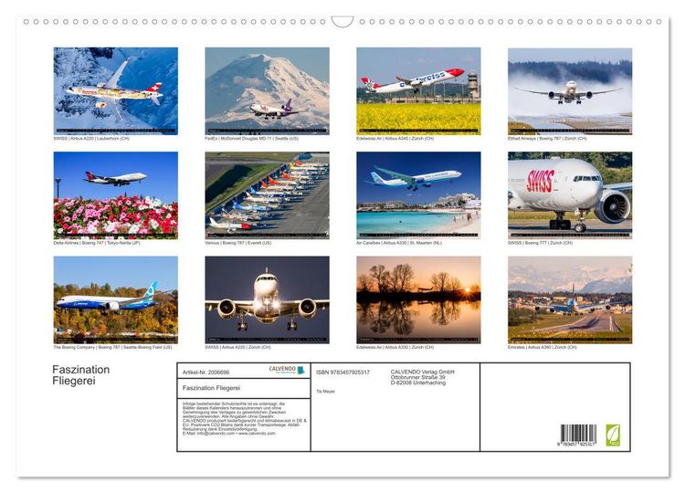 Produktbild: Faszination Fliegerei (Wandkalender 2026 DIN A2 quer), CALVENDO Monatskalender