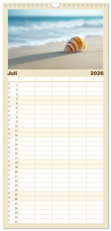 Produktbild: Familienplaner 2026 - Minimalistische Naturmomente &ndash; Ruhe und Sch&ouml;nheit in der Natur mit 5 Spalten (Wandkalender, 21 x 45 cm) CALVENDO