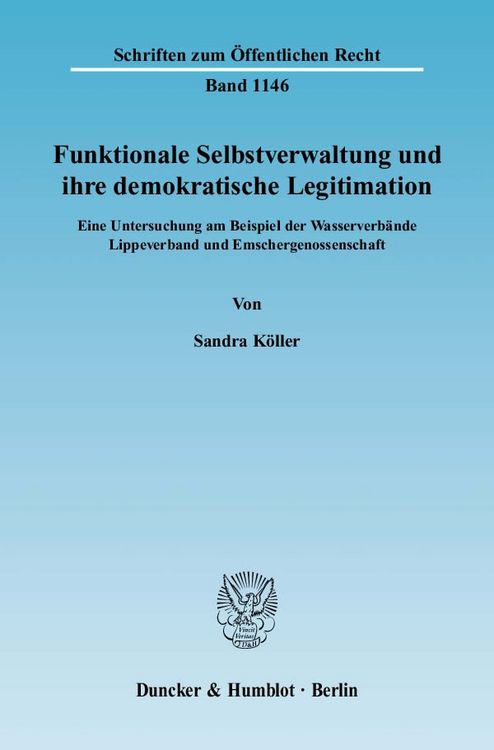 Produktbild: Funktionale Selbstverwaltung und ihre demokratische Legitimation.