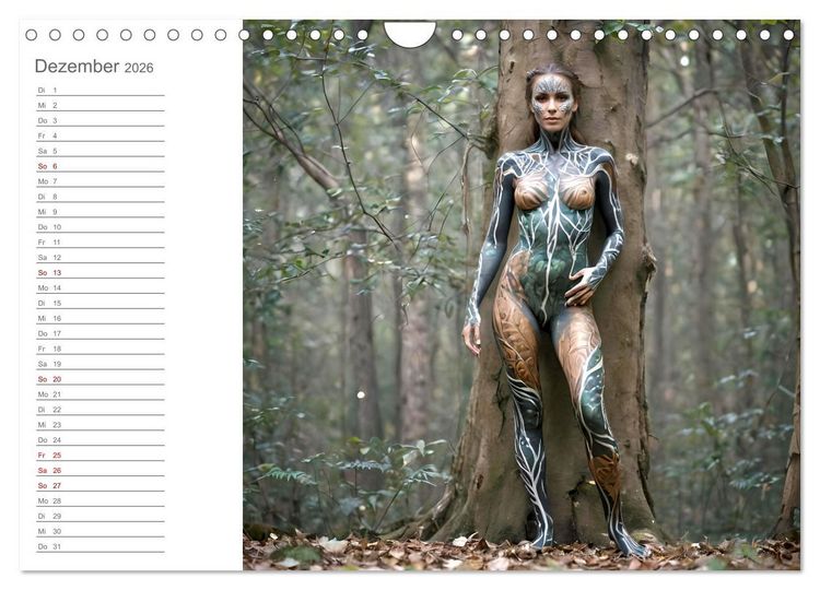 Produktbild: Tarnung und Illusion KI-Kunstvolle Verschmelzung von K&ouml;rper und Umgebung (Wandkalender 2026 DIN A4 quer), CALVENDO Monatskalender