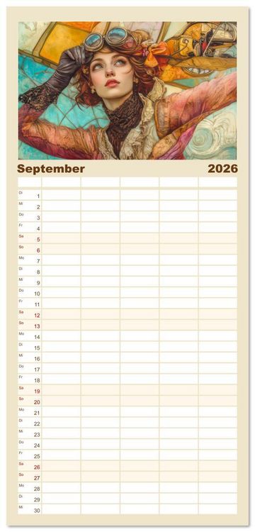 Produktbild: Familienplaner 2026 - Die Epoche Art Nouveau - Mit eleganter Mode mit 5 Spalten (Wandkalender, 21 x 45 cm) CALVENDO