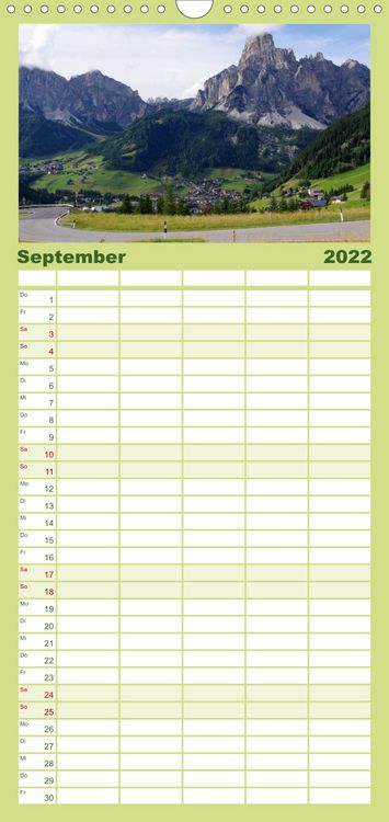 Produktbild: Familienplaner S&uuml;dtirol 2022 (Wandkalender 2022 , 21 cm x 45 cm, hoch)