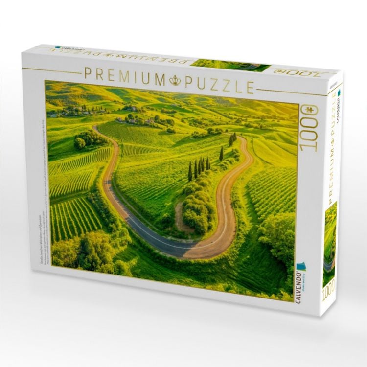 Produktbild: CALVENDO Puzzle Stra&szlig;e zwischen Weinreben und Zypressen | 1000 Teile Lege-Gr&ouml;&szlig;e 64x48cm Foto-Puzzle f&uuml;r gl&uuml;ckliche Stunden