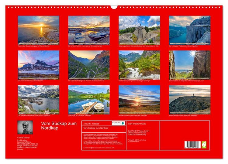 Produktbild: Vom S&uuml;dkap zum Nordkap (Wandkalender 2026 DIN A2 quer), CALVENDO Monatskalender
