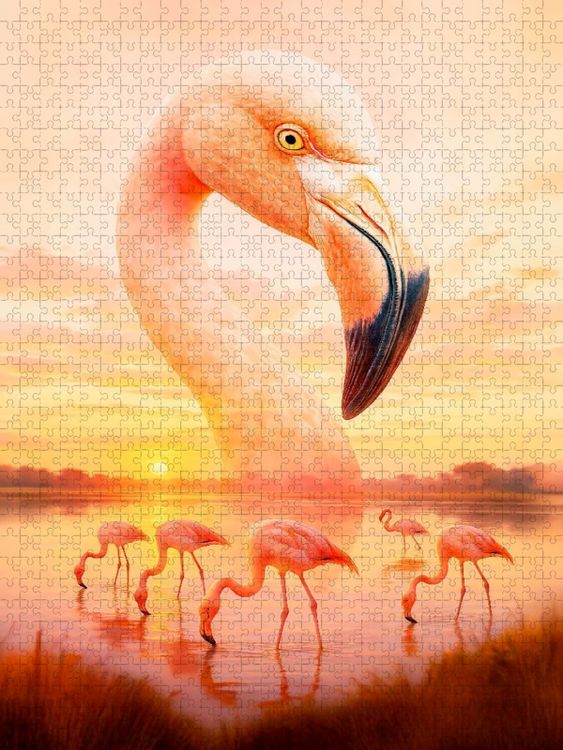Produktbild: CALVENDO Puzzle Flamingo im Licht - Eleganz in Rosa | 1000 Teile Lege-Gr&ouml;&szlig;e 64x48cm Foto-Puzzle f&uuml;r gl&uuml;ckliche Stunden