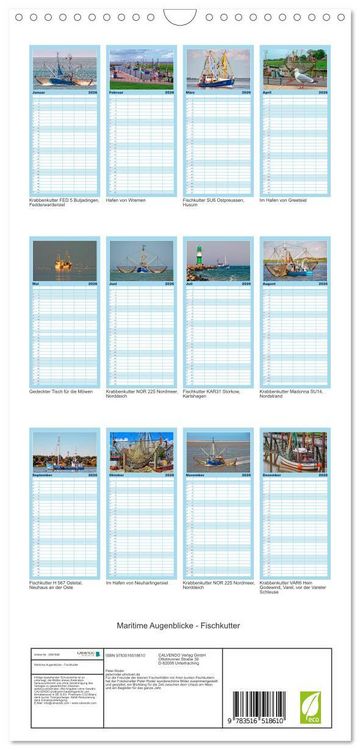 Produktbild: Familienplaner 2026 - Maritime Augenblicke - Fischkutter mit 5 Spalten (Wandkalender, 21 x 45 cm) CALVENDO