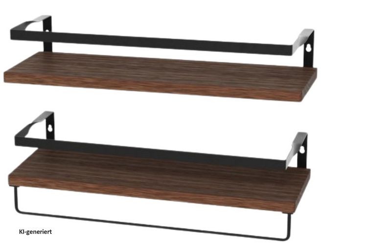 Produktbild: HTI-Living Wandregal Industrial Holz Metall 2er Set 41 cm mit Handtuchhalter