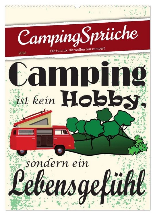 Produktbild: CampingSpr&uuml;che (Wandkalender 2026 DIN A2 hoch), CALVENDO Monatskalender