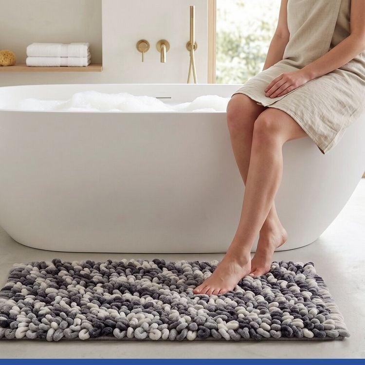 Produktbild: Badteppich Mod. Lerici Grau-Blau, 60 x 90 cm, rutschfest und schnelltrocknend