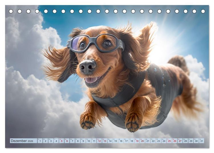 Produktbild: Hunde Skydiving (Tischkalender 2026 DIN A5 quer), CALVENDO Monatskalender