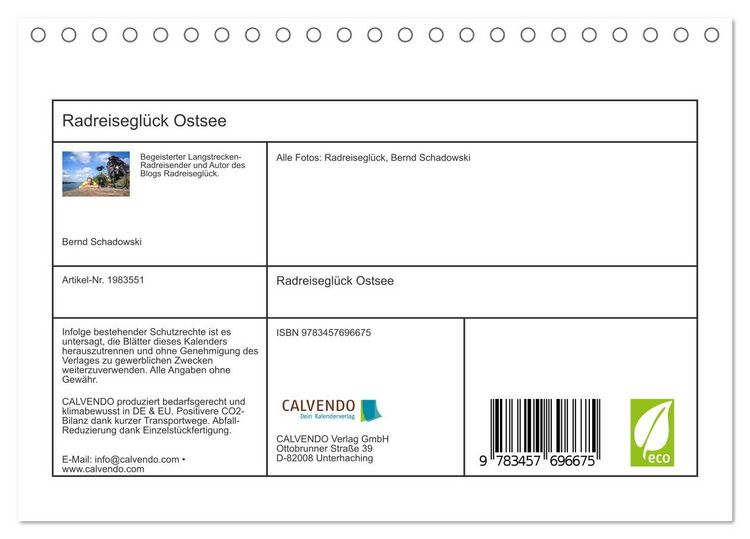 Produktbild: Radreisegl&uuml;ck Ostsee (Tischkalender 2026 DIN A5 quer), CALVENDO Monatskalender