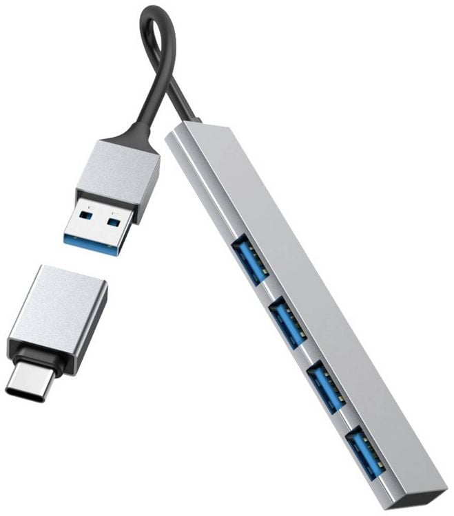 Produktbild: HAMA USB-Hub 3.2, 4 Ports, grau