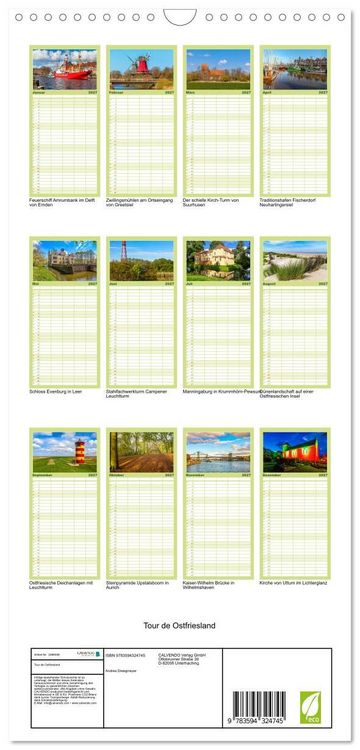 Produktbild: Familienplaner 2027 - Tour de Ostfriesland mit 5 Spalten (Wandkalender, 21 x 45 cm) CALVENDO