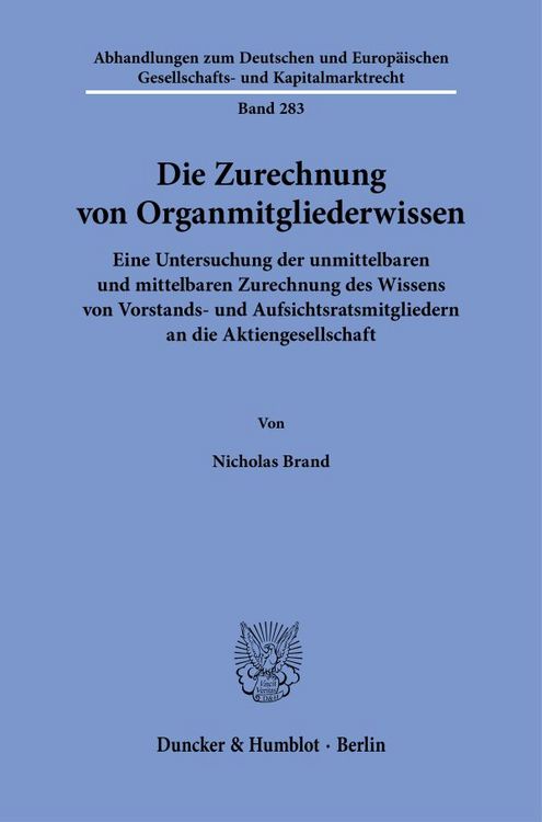 Produktbild: Die Zurechnung von Organmitgliederwissen