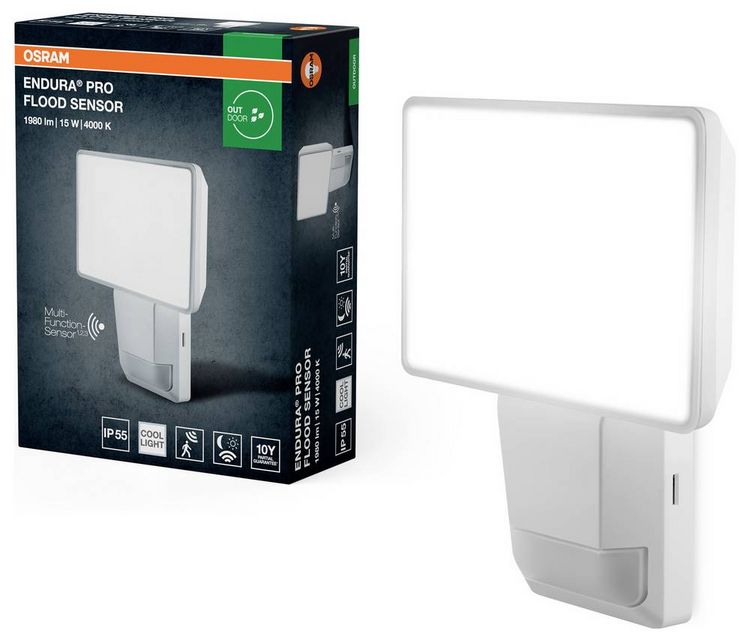 Produktbild: OSRAM HOMELIGHTING ENDURA PRO Flood Sensor 15W 4000K IP55 White 4099854451720 LED-Au&szlig;enwandleuchte