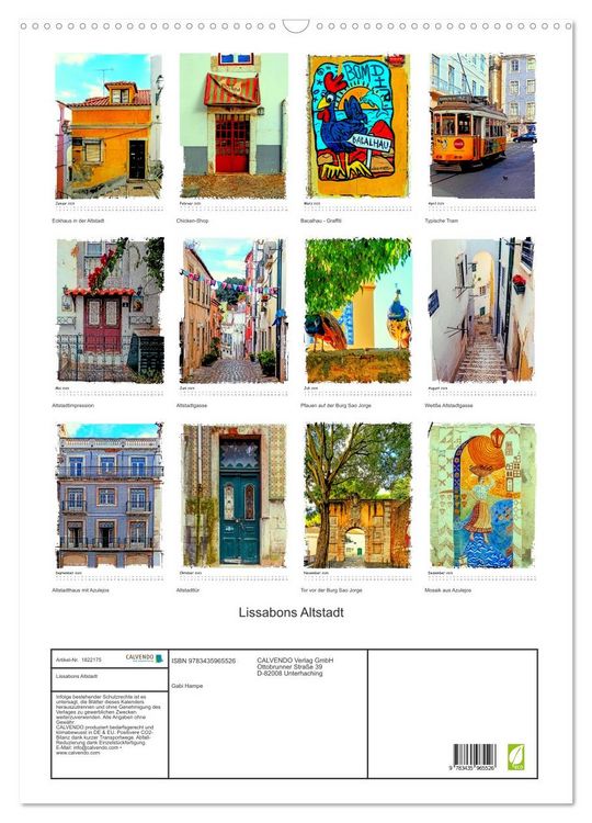 Produktbild: Lissabons Altstadt (Wandkalender 2025 DIN A2 hoch), CALVENDO Monatskalender