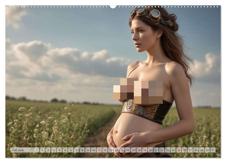Produktbild: Steampunk Erotik - Schwangere Frauen (Wandkalender 2026 DIN A2 quer), CALVENDO Monatskalender