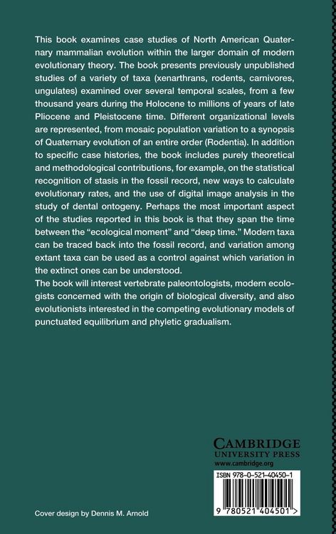 Produktbild: Morphological Change in Quaternary Mammals of North America