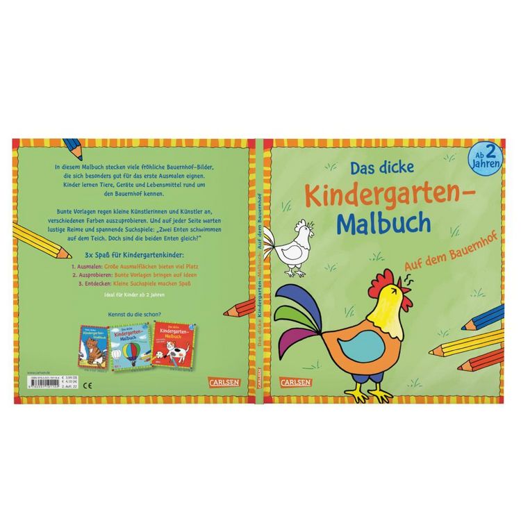 Produktbild: Ausmalbilder f&uuml;r Kita-Kinder: Das dicke Kindergarten-Malbuch: Auf dem Bauernhof