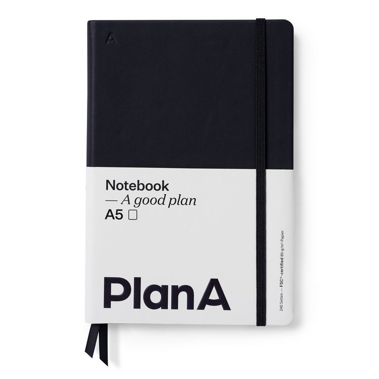 Produktbild: Notizbuch A5 Hardcover Blanko Midnight Black