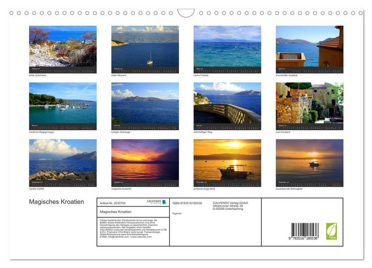 Produktbild: Magisches Kroatien (Wandkalender 2026 DIN A3 quer), CALVENDO Monatskalender