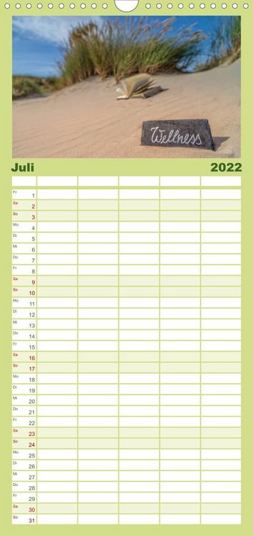 Produktbild: Urlaub f&uuml;r die Sinne - Familienplaner hoch (Wandkalender 2022 , 21 cm x 45 cm, hoch)