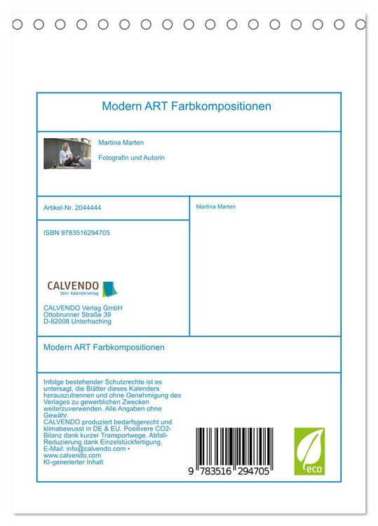 Produktbild: Modern ART Farbkompositionen (Tischkalender 2026 DIN A5 hoch), CALVENDO Monatskalender